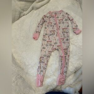 Caden Lane Pink Golf cart Print baby convertible Zipper Pajama